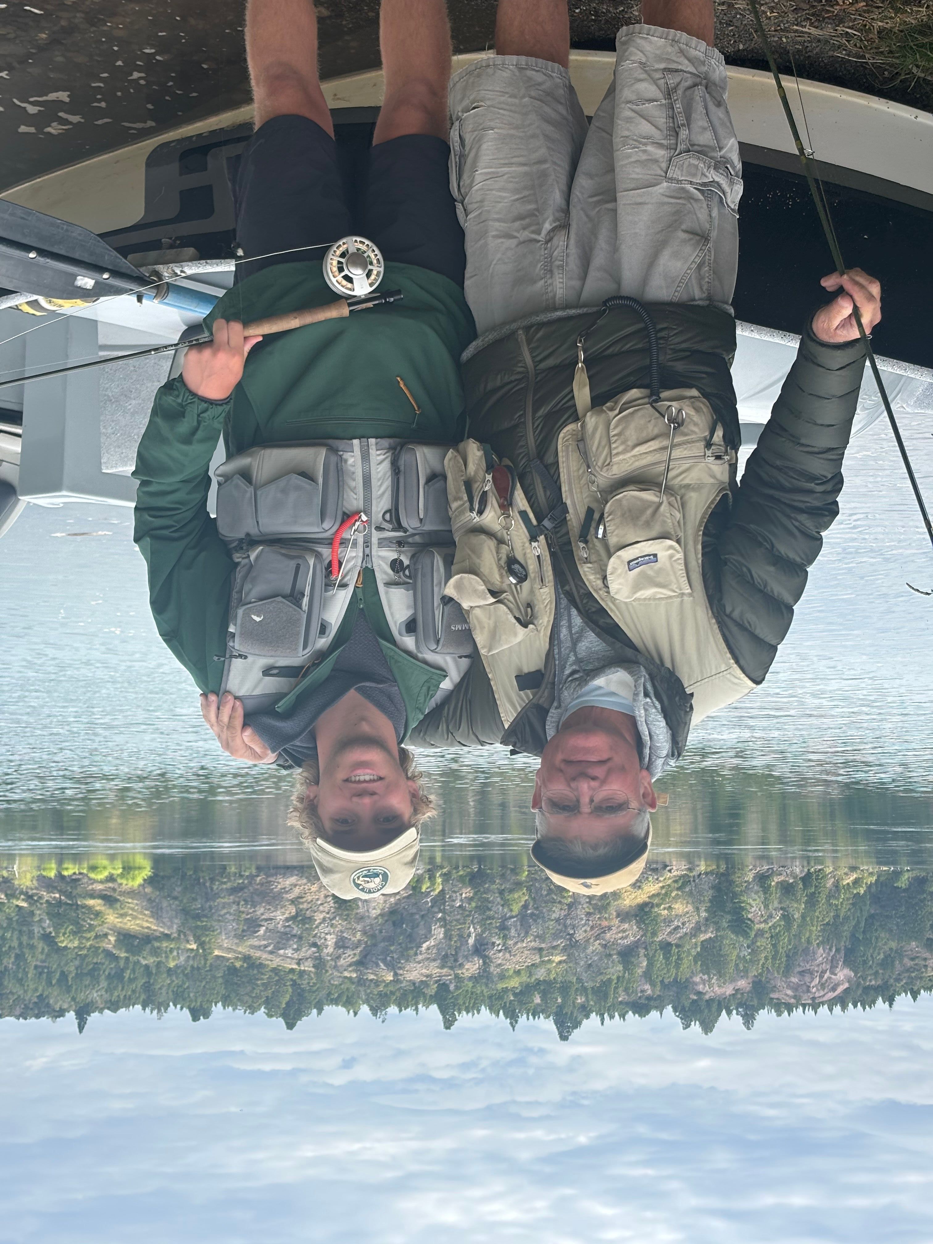 Will Crane with his Argentine guide on the water in Patagonia